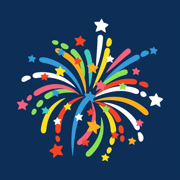 Fuochi d'artificio forme colorate icona vettoriale festivo . — Vettoriale Stock