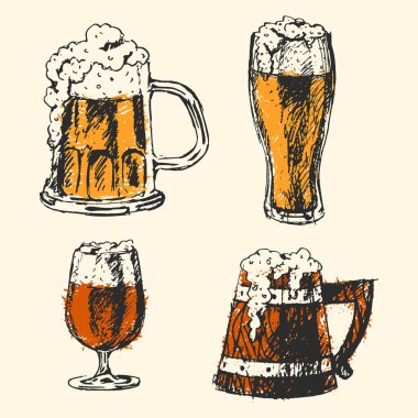 Zanaat bira ve pub vektör çizim kroki.