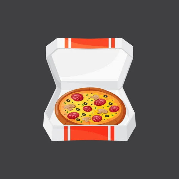 Pizza fresca caliente caja icono vector ilustración . — Archivo Imágenes Vectoriales