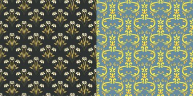 Vektör damasko vintage Dikişsiz desen arka plan.