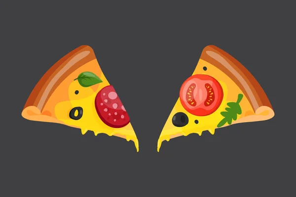 Heta färsk pizza slice ikonen vektorillustration. — Stock vektor