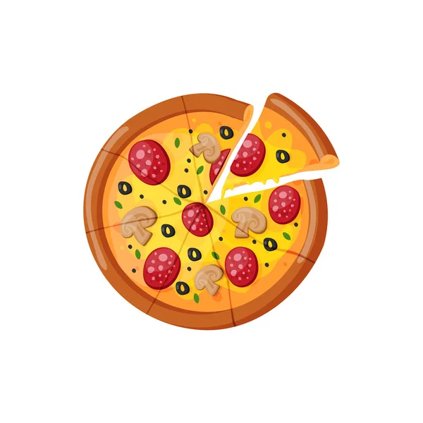 Heta färsk pizza slice ikonen vektorillustration. — Stock vektor