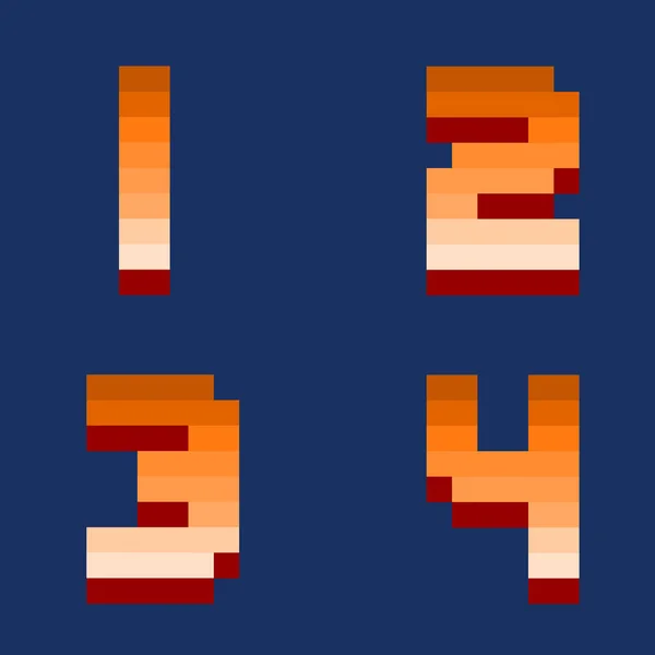Pixel números retro computador jogo design vetor ilustração — Vetor de Stock