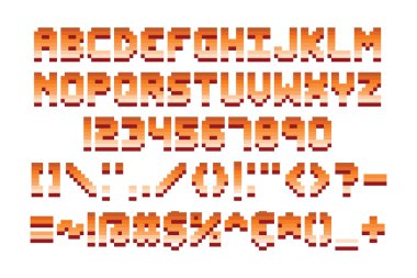 Piksel retro yazı tipi bilgisayar oyun tasarımı vektör çizim