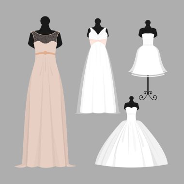 Elegance stil kutlama vektör çizim giysi Düğün Gelin.