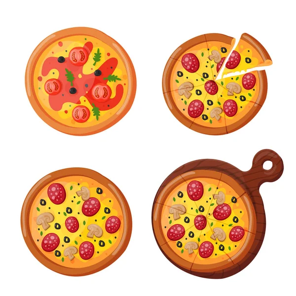 Ilustrasi vektor ikon pizza segar panas . - Stok Vektor