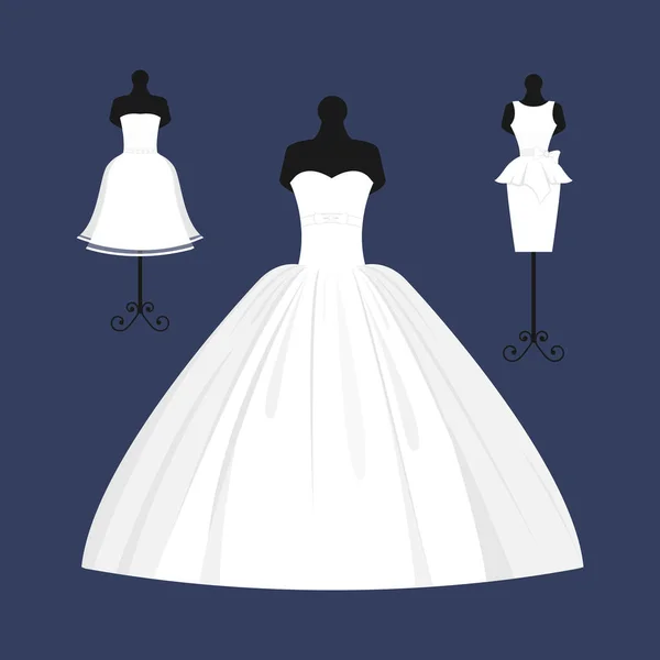 Φόρεμα γάμου Νύφη κομψότητα ύφους γιορτή διανυσματικά εικονογράφηση. — Διανυσματικό Αρχείο