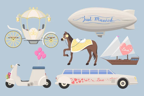 Mariage mode transport vectoriel illustration . — Image vectorielle