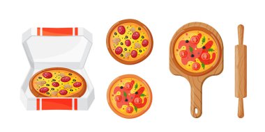 Sıcak taze pizza simge vektör çizim.