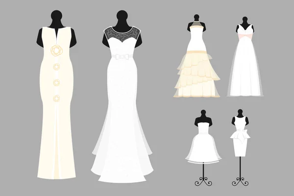 Векторная иллюстрация свадебного платья невесты . — стоковый вектор