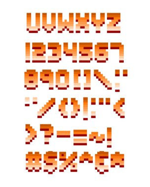 Piksel retro yazı tipi bilgisayar oyun tasarımı vektör çizim