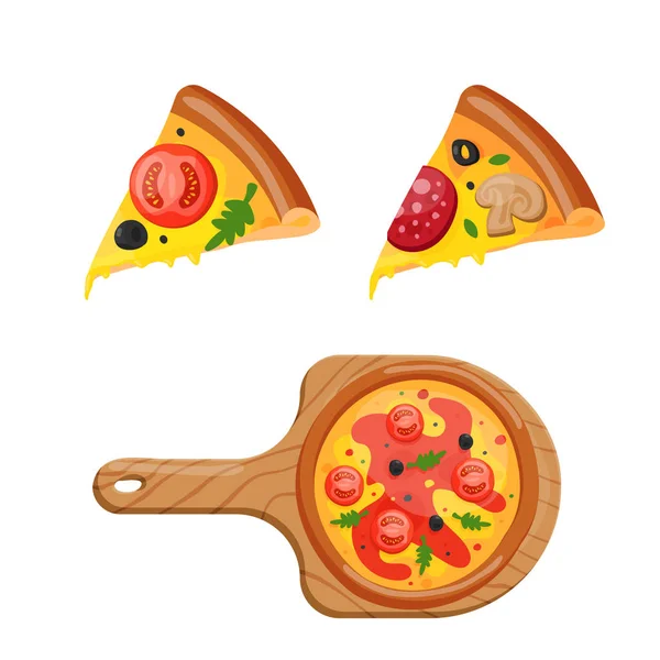 Warme verse pizza pictogram vectorillustratie. — Stockvector