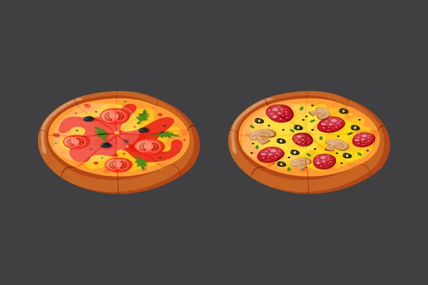 Pizza fresca caliente icono vector ilustración . — Vector de stock