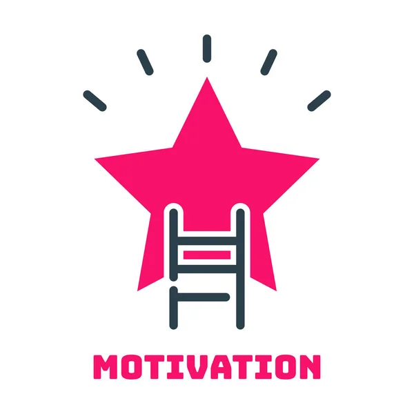 Motivasyon kavramı kariyer merdiven yıldız simgesi iş strateji geliştirme tasarım ve yönetimi Liderlik fikir yaratıcılık office eğitim vektör. — Stok Vektör