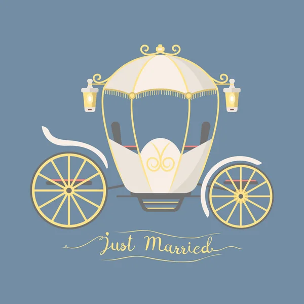 Fairy tale vintage carriage decoration royal element retro wedding coach with classic elegant accessory vector illustration. — Stock Vector