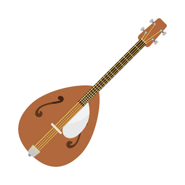 Dombra guitar icon stringed musical instrument classical orchestra art sound tool and acoustic symphony stringed fiddle wooden vector illustration. — Stock Vector