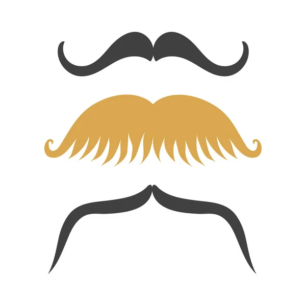 Silhouette Vektor Schnurrbart Haar Hipster lockige Sammlung Bart Barbier und Gentleman Symbol Mode Erwachsene menschliches Gesicht gab Vektor Illustration. — Stockvektor