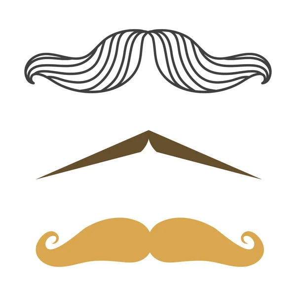 Silhouette Vektor Schnurrbart Haar Hipster lockige Sammlung Bart Barbier und Gentleman Symbol Mode Erwachsene menschliches Gesicht gab Vektor Illustration. — Stockvektor