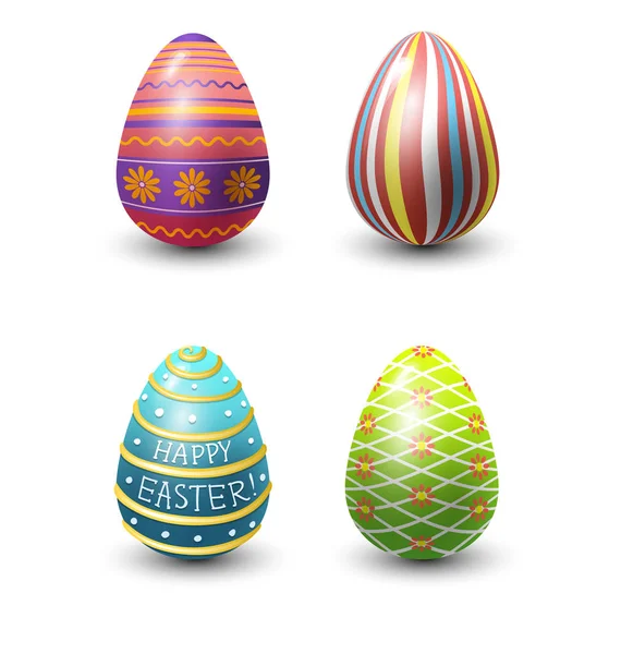 Easter eggs painted with spring pattern vector illustration. — Stock Vector