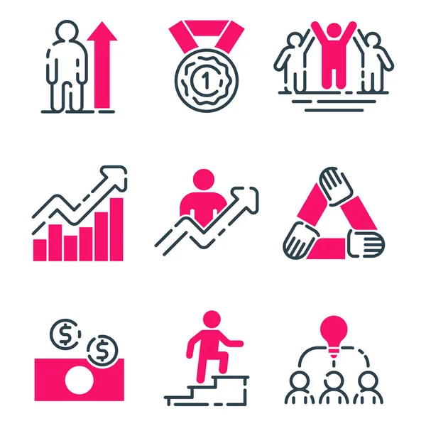 Motivation concept chart pink icon business strategy development design and management leadership team work growth creativity office training vector . — Vector de stock