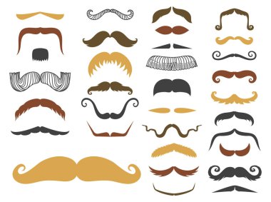 Siluet vektör bıyık saç hipster kıvırcık koleksiyonu sakal Kuaför ve beyefendi sembolü moda yetişkin insan yüz verdi vektör çizim.