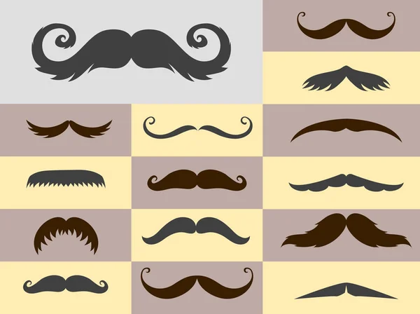Silhouette vector mustache hair hipster curly collection beard barber and gentleman symbol fashion adult human facial gave vector illustration. — Stock Vector