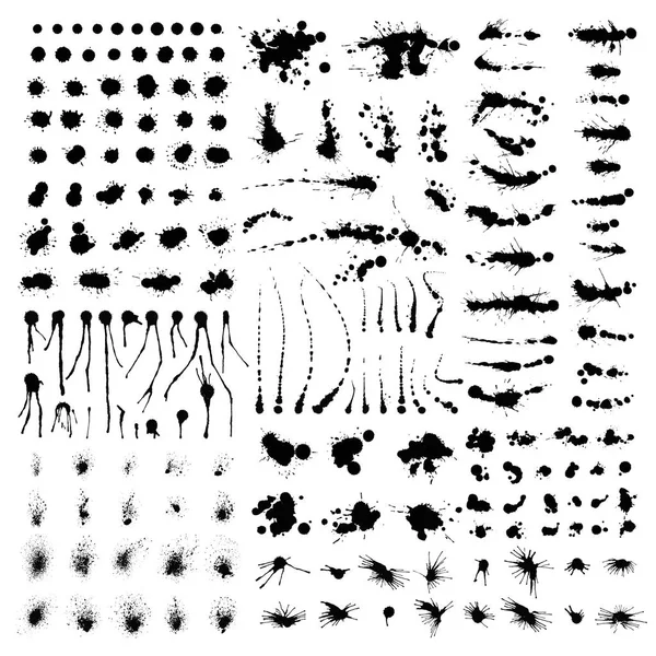 Arti negro cepillo silueta trazo puntos bulbos vector conjunto aislado en blanco diseño preajustes plantillas — Archivo Imágenes Vectoriales