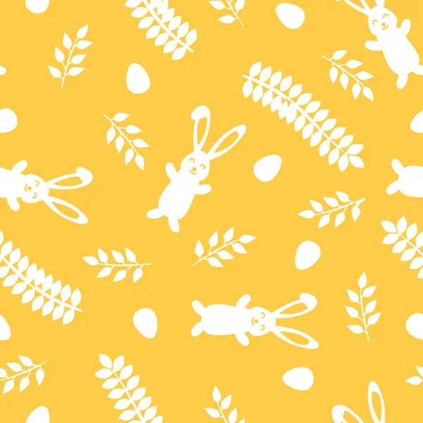 Pasen naadloze patroon retro bunny vintage design partij vakantie feest behang en groet kleurrijke fabric-textiel met eieren vectorillustratie. — Stockvector
