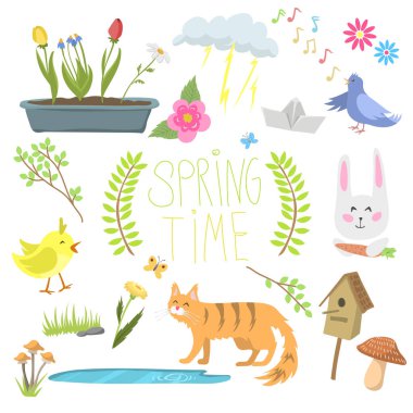 Doğal çiçek simgeleri ile elle çizilmiş öğeleri illüstrasyon vektör Çiçek Bahçe araçları güzellik tasarım ve doğa çim sezon şube bahar bahar