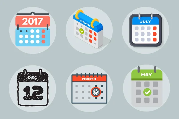 Calendario vectorial iconos web organizador de oficina gráfico de negocios plan de papel cita y pictograma elemento recordatorio para la reunión de eventos o la ilustración plazo . — Vector de stock