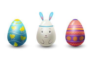 Paskalya yumurtaları bahar desen vektör çizim ile boyalı.