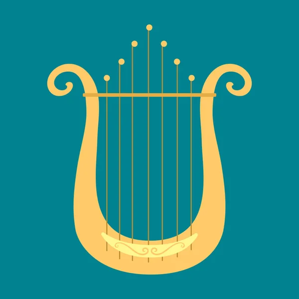 Harp icon golden stringed musical instrument classical orchestra art sound tool and acoustic symphony stringed fiddle wooden vector illustration. — Stock Vector