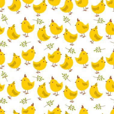 Paskalya seamless modeli retro vintage tasarım parti tatil kutlama duvar kağıdı ve tebrik renkli kumaş Tekstil piliç vektör çizim ile.