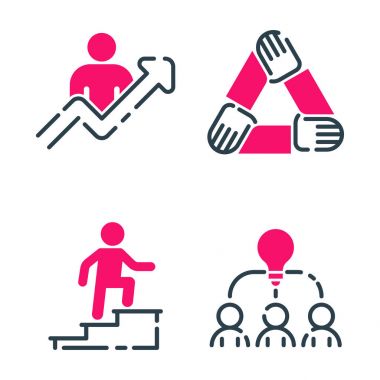 Motivasyon kavramı grafik pembe simge iş strateji geliştirme tasarımı ve yönetimi Liderlik ekip çalışması büyüme yaratıcılığı office eğitim vektör.