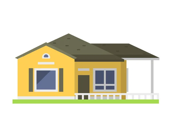 Bonito colorido estilo plano casa aldeia símbolo imobiliário casa de campo e casa design residencial colorido construção vetor ilustração . —  Vetores de Stock
