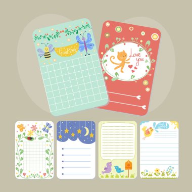 Şirin elle çizilmiş doodle doğum günü parti bebek duş kart broşür davetiye karikatür yazdırılabilir şablon arka plan vektör çizim.