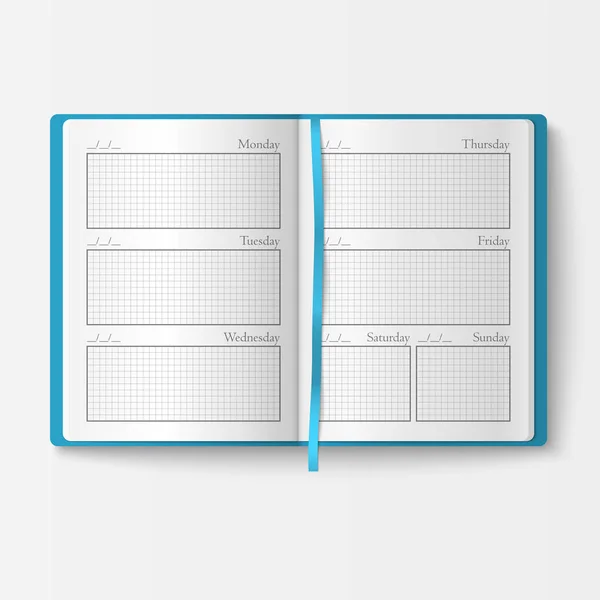 打开现实笔记本空白纸教育字主办单位矢量图和页日记办公室工作表模板手册. — 图库矢量图片