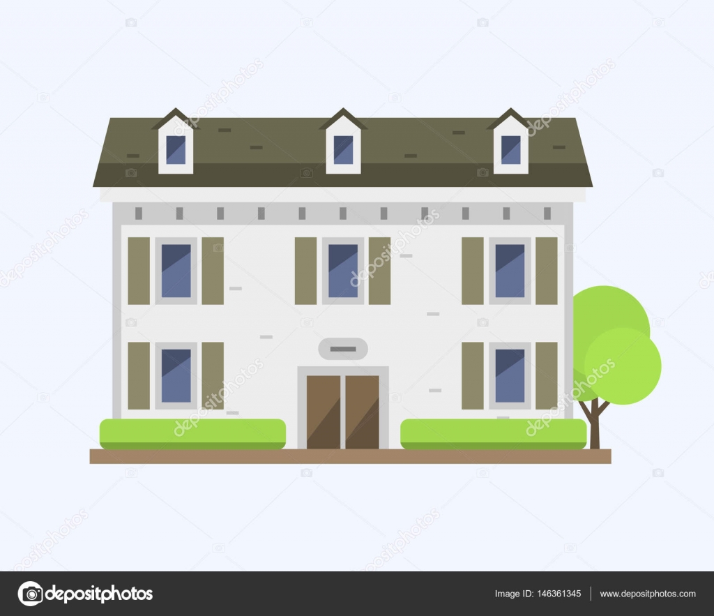 Cute colorful flat style house village symbol real estate cottage ...