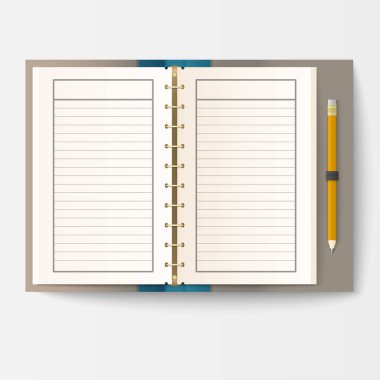 Açık gerçekçi defter sayfaları günlüğü office sayfa şablonu kitapçık ve boş kağıt eğitim boşaltmak Organizatör vektör çizim ile.