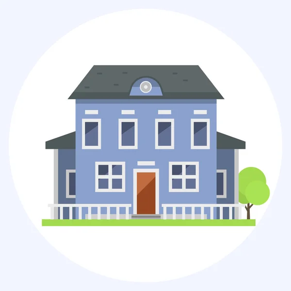 Söta färgglada platt stil hus byn symbol fastigheter stuga och hem design färgglada bostadsbyggande vektor illustration. — Stock vektor