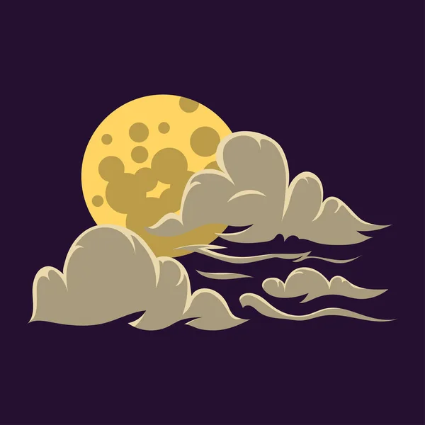 Мультяшний Місяць з хмарами Природа Космос цикл поверхні зоряної астрології сфери та астрономії космос Місяць яскравий круглий дизайн планети Векторні ілюстрації . — стоковий вектор