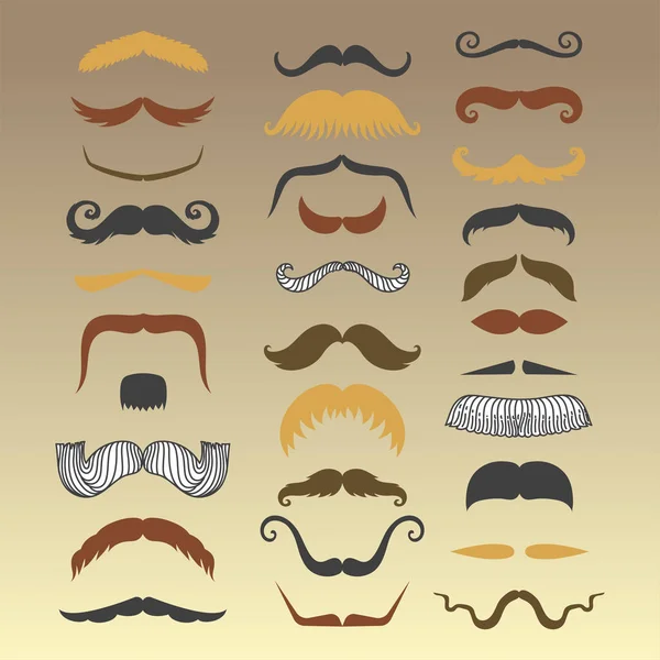 Silhouette Vektor Schnurrbart Haar Hipster lockige Sammlung Bart Barbier und Gentleman Symbol Mode Erwachsene menschliches Gesicht gab Vektor Illustration. — Stockvektor