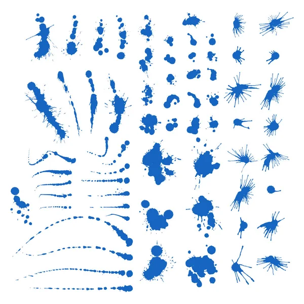 Set vektor tinta percikan blots splatter koleksi grunge elemen desain dan seni latar belakang berantakan warna kotor cair bentuk percikan gambar ilustrasi siluet - Stok Vektor