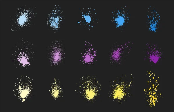 インク飛沫しみスプラッタ コレクション グランジ デザイン要素と芸術乱雑な背景色汚い液体形状スパッタ グラフィック シルエット イラストのベクトルを設定 — ストックベクタ
