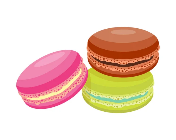 Cookie macaron petit déjeuner maison gâteaux gâteaux isolés et savoureux snack biscuit pâtisserie délicieux dessert sucré boulangerie manger vecteur illustration . — Image vectorielle