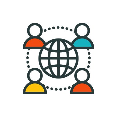 İnce çizgiler bağlantı insanlar büyük veri merkezi grup bulut bilgisayar sistemi Internet şifre erişim araç vektör çizim simgesini anahat grup.