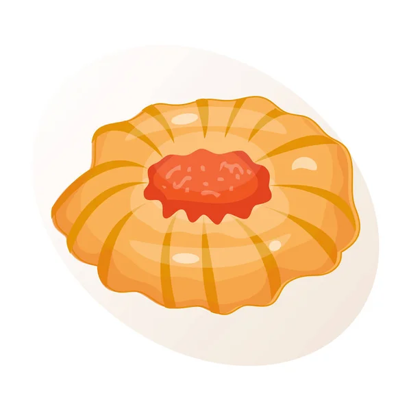 Galleta casera desayuno hornear tortas aislado y sabroso bocadillo galleta pastelería delicioso postre dulce panadería comer vector ilustración . — Vector de stock
