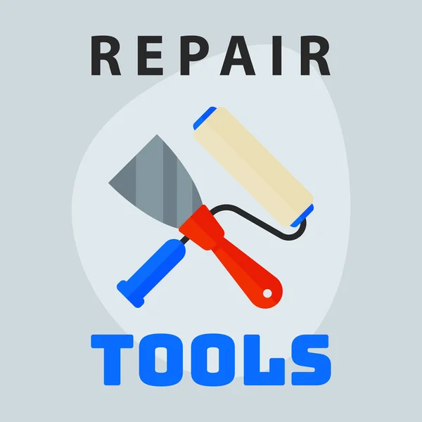 Outils de réparation icône de rouleau de spatule conception graphique créative élément de logo et service construction travaux entreprise entretien équipement illustration vectorielle . — Image vectorielle