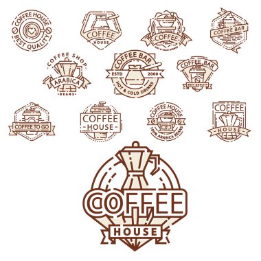 Kahve rozet gıda ince hat yazı için Restoran, Cafe menü kahve evi ve Dükkanı etiket vektör.