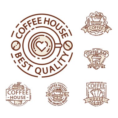 Kahve rozet gıda ince hat yazı için Restoran, Cafe menü kahve evi ve Dükkanı etiket vektör.